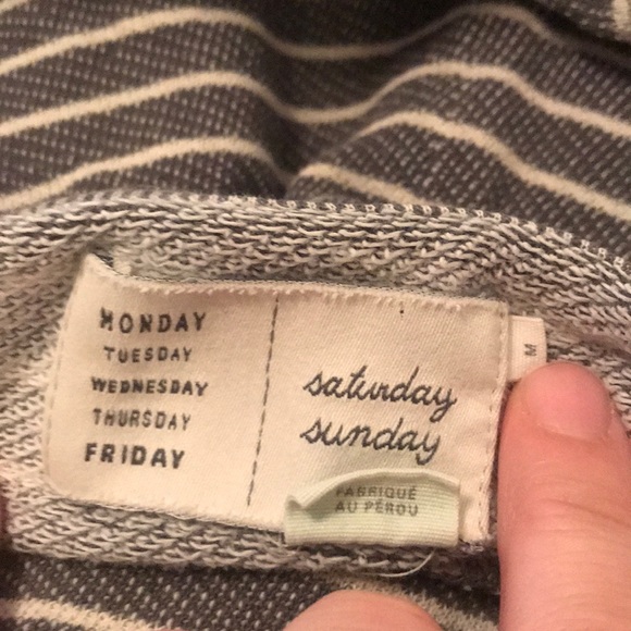 Anthropologie Saturday Sunday Striped Sweater Sweatshirt Drawstring Medium - Picture 8 of 9